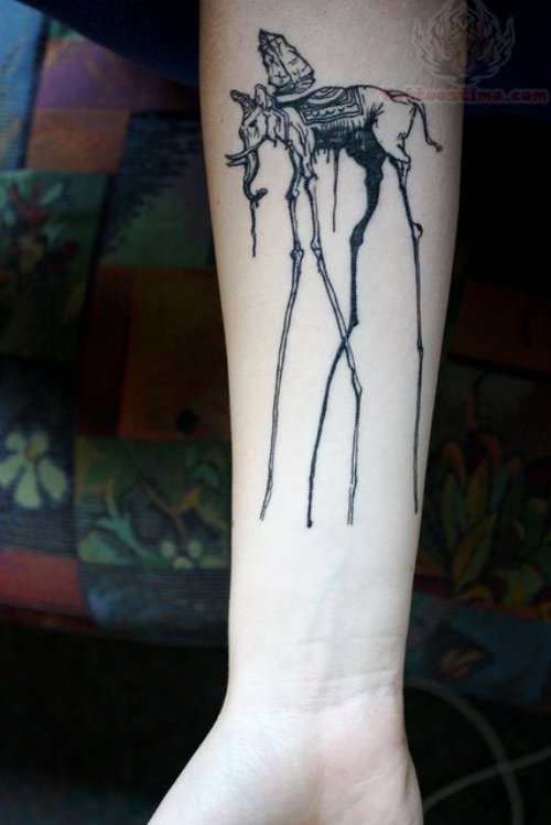 Dali Elephant Tattoo On Arm